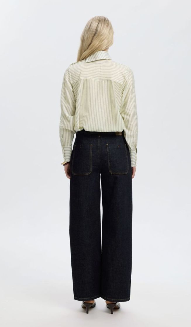 Slwconnie ls relaxed top Egret stripes