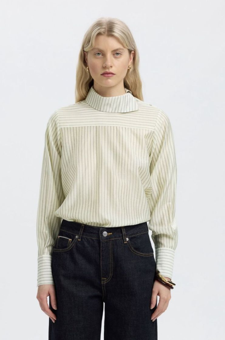 Slwconnie ls relaxed top Egret stripes