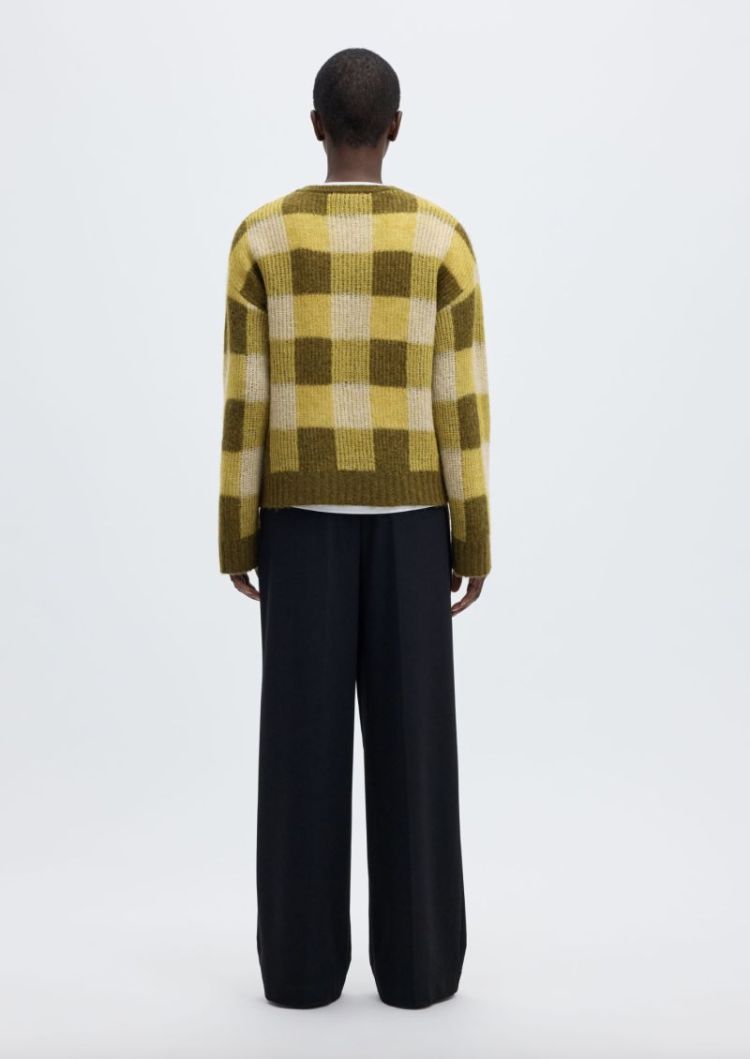 Slwlulu loose ls check knit o Avocado oil fir