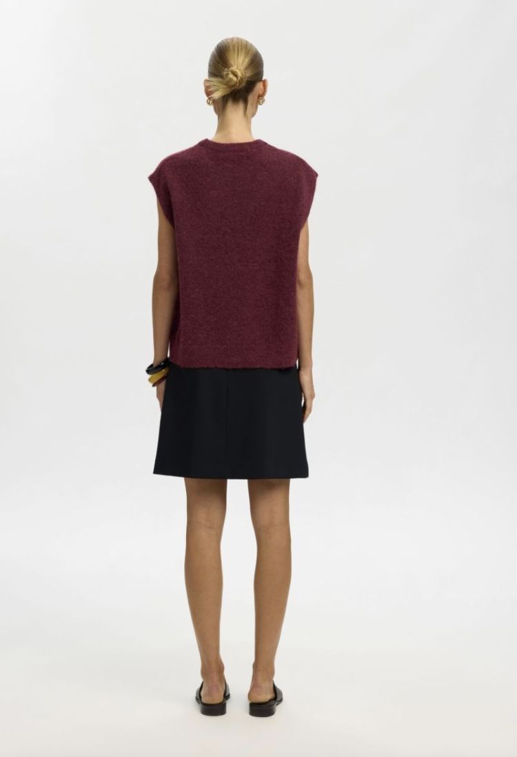 Slwlulu LS knit vest noos Tawny port mela