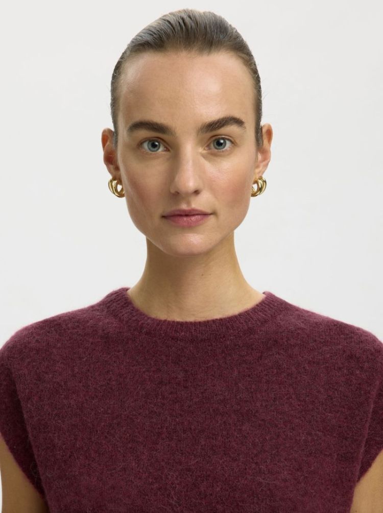 Slwlulu LS knit vest noos Tawny port mela