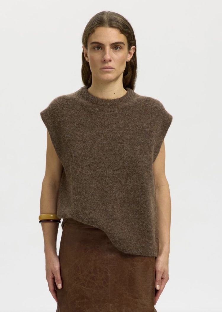 Slwlulu LS knit vest noos Dachsund melang
