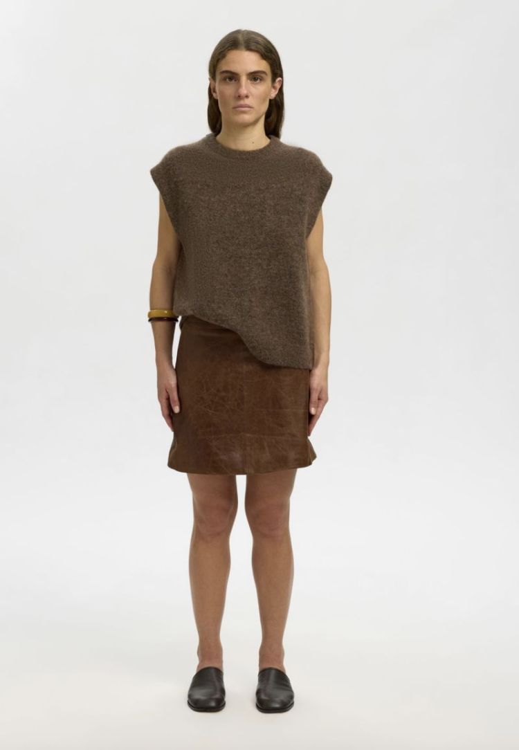 Slwlulu LS knit vest noos Dachsund melang
