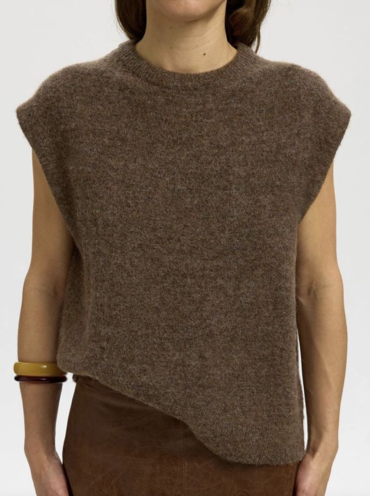 Slwlulu LS knit vest noos Dachsund melang