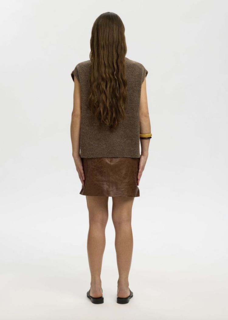 Slwlulu LS knit vest noos Dachsund melang