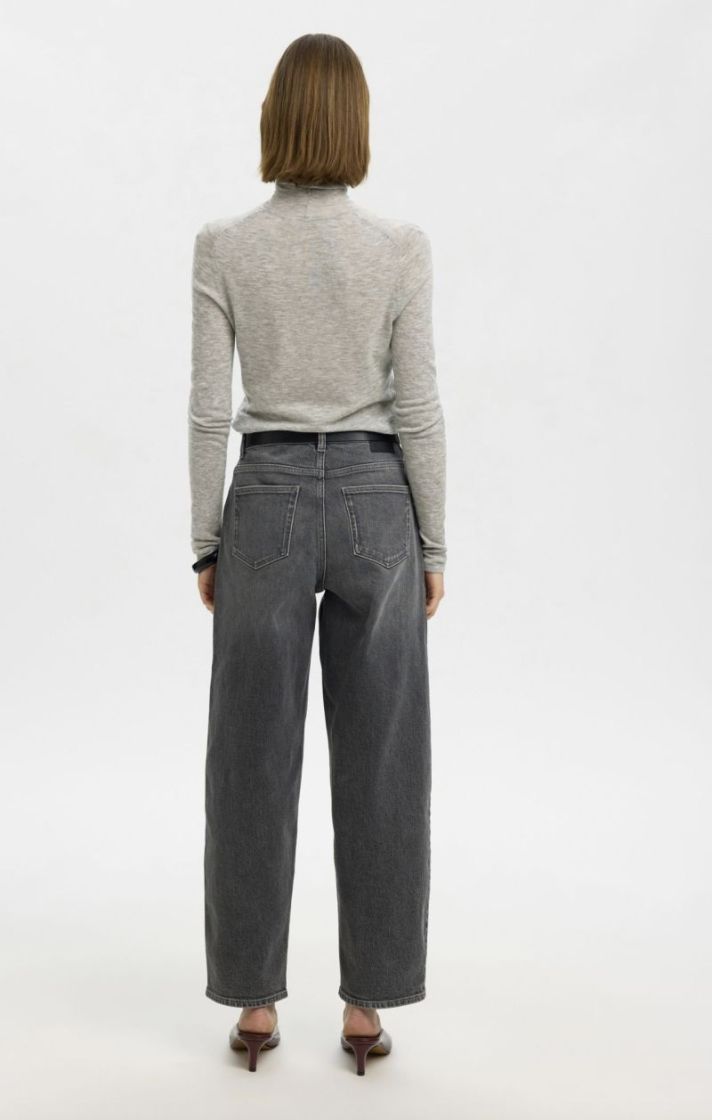 Slwvendy wool LS knit roll nek Light grey mela