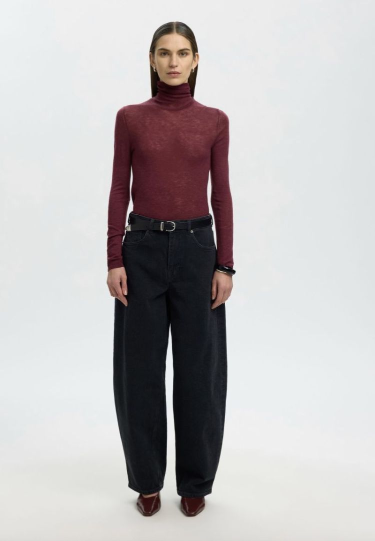 Slwvendy wool LS knit roll nek Twany port