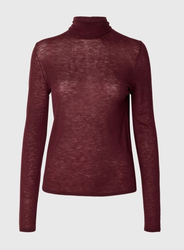 Slwvendy wool LS knit roll nek Twany port