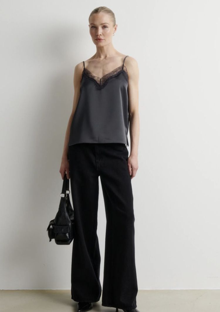 Glimps lace strap top  Asphalt 