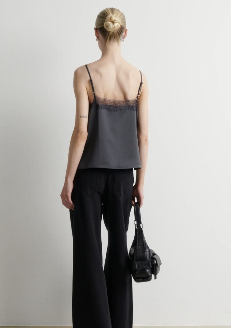 Glimps lace strap top  Asphalt 