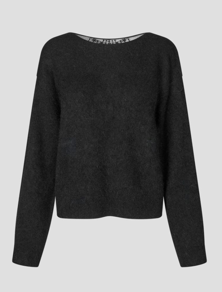 Brook knit lace O-neck Black 