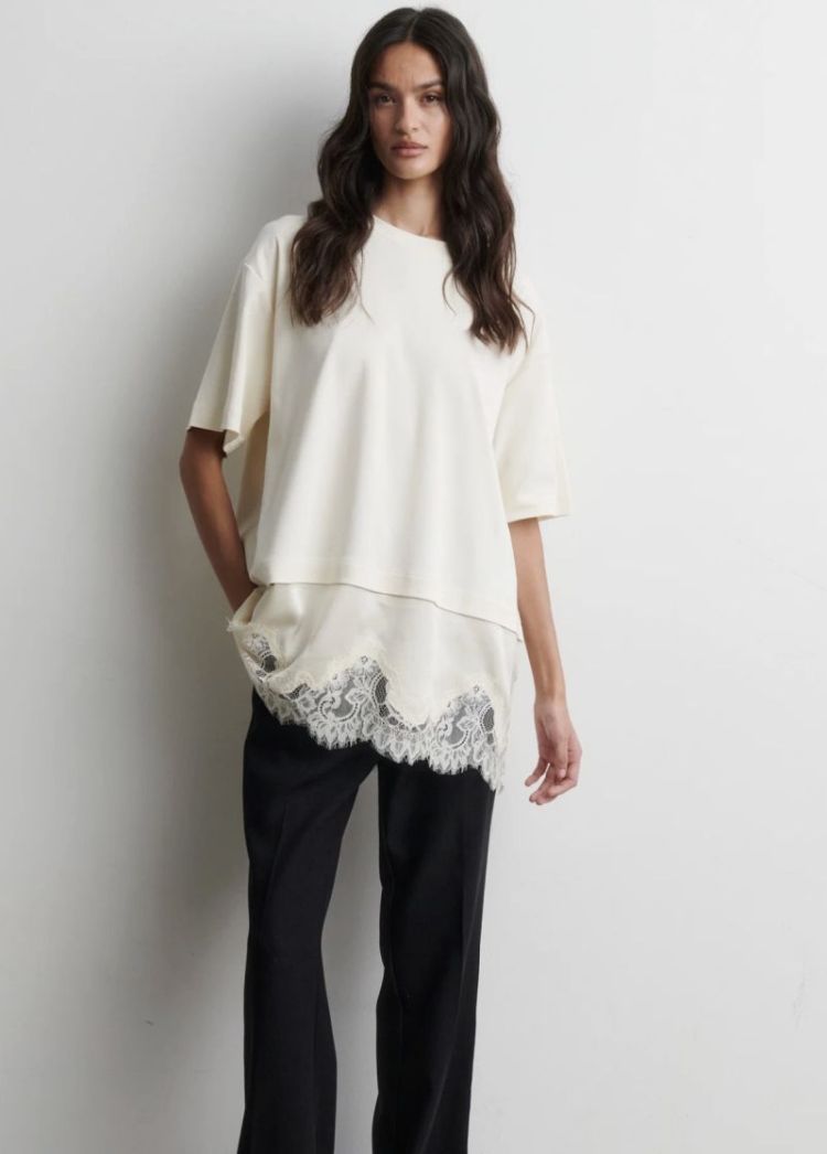 Vaccara lace tee Egret