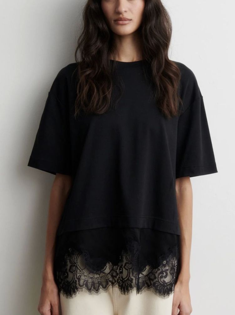 Vaccara lace tee Black