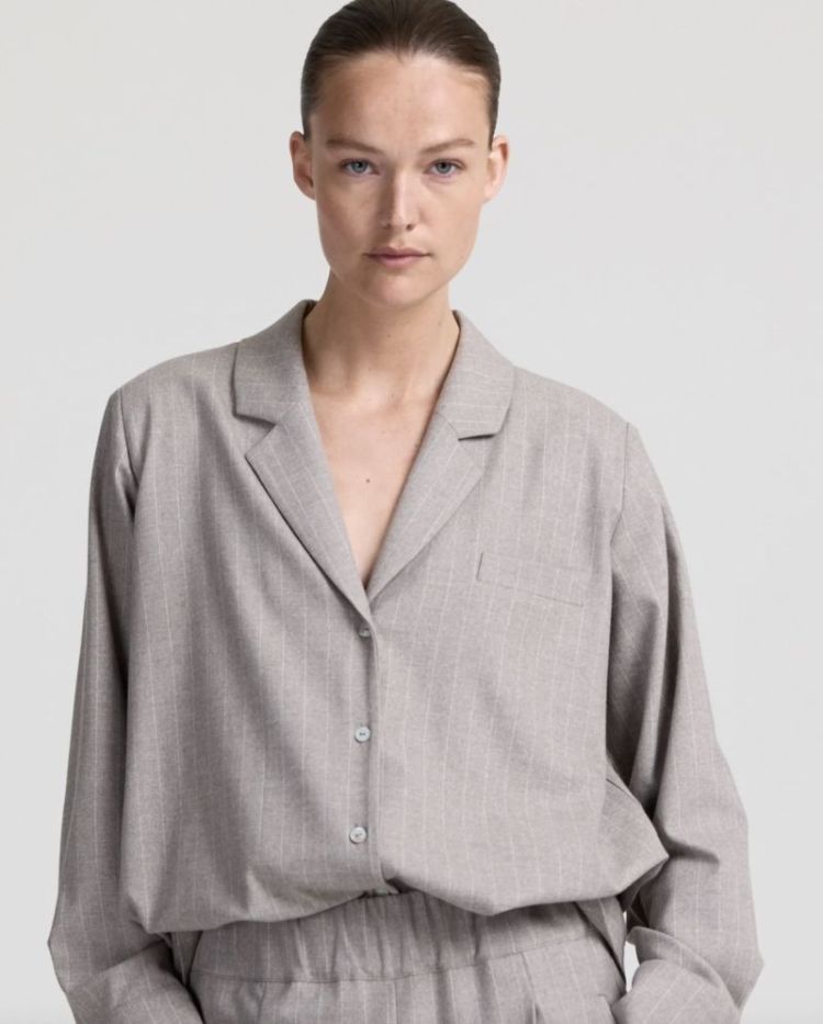Alexine pyama shirt shoulder Beige pinstripe