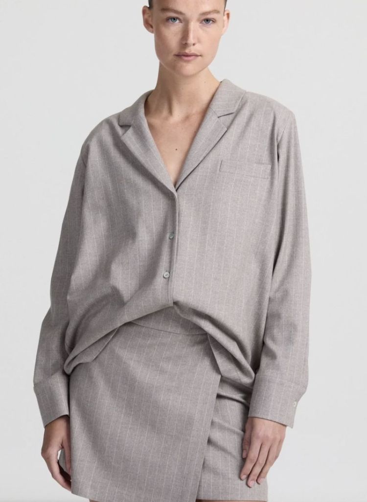 Gemma skirt beige pinstripe