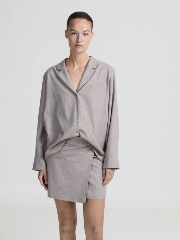 Gemma skirt beige pinstripe