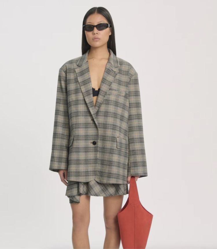 Arwen wool blazer Black and white