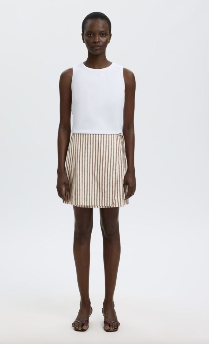 SlfJohanne mw short wrap skirt Egret/Cherry Ma