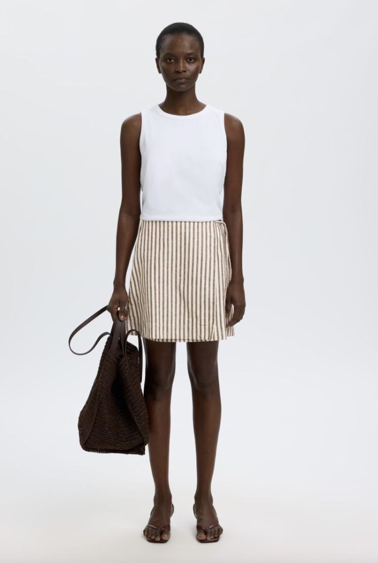 SlfJohanne mw short wrap skirt Egret/Cherry Ma