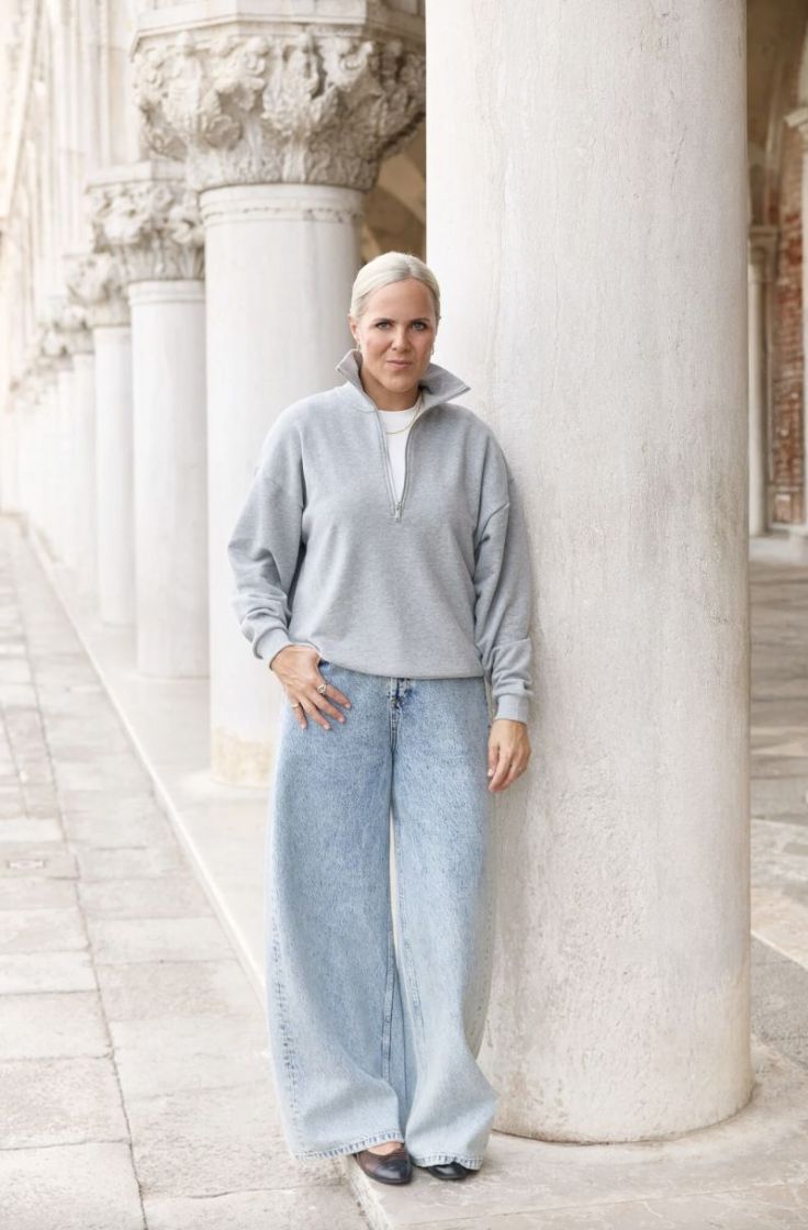 James sweater zipper  Grey melange